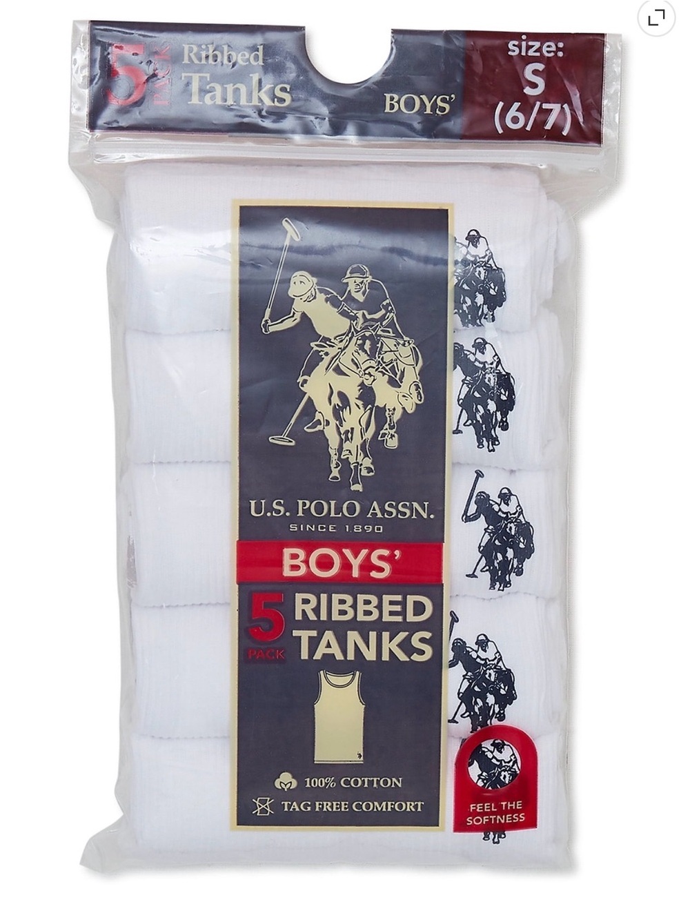 U.S. Polo Assn. Boys White Ribbed Tank Tops - 5 Pack
